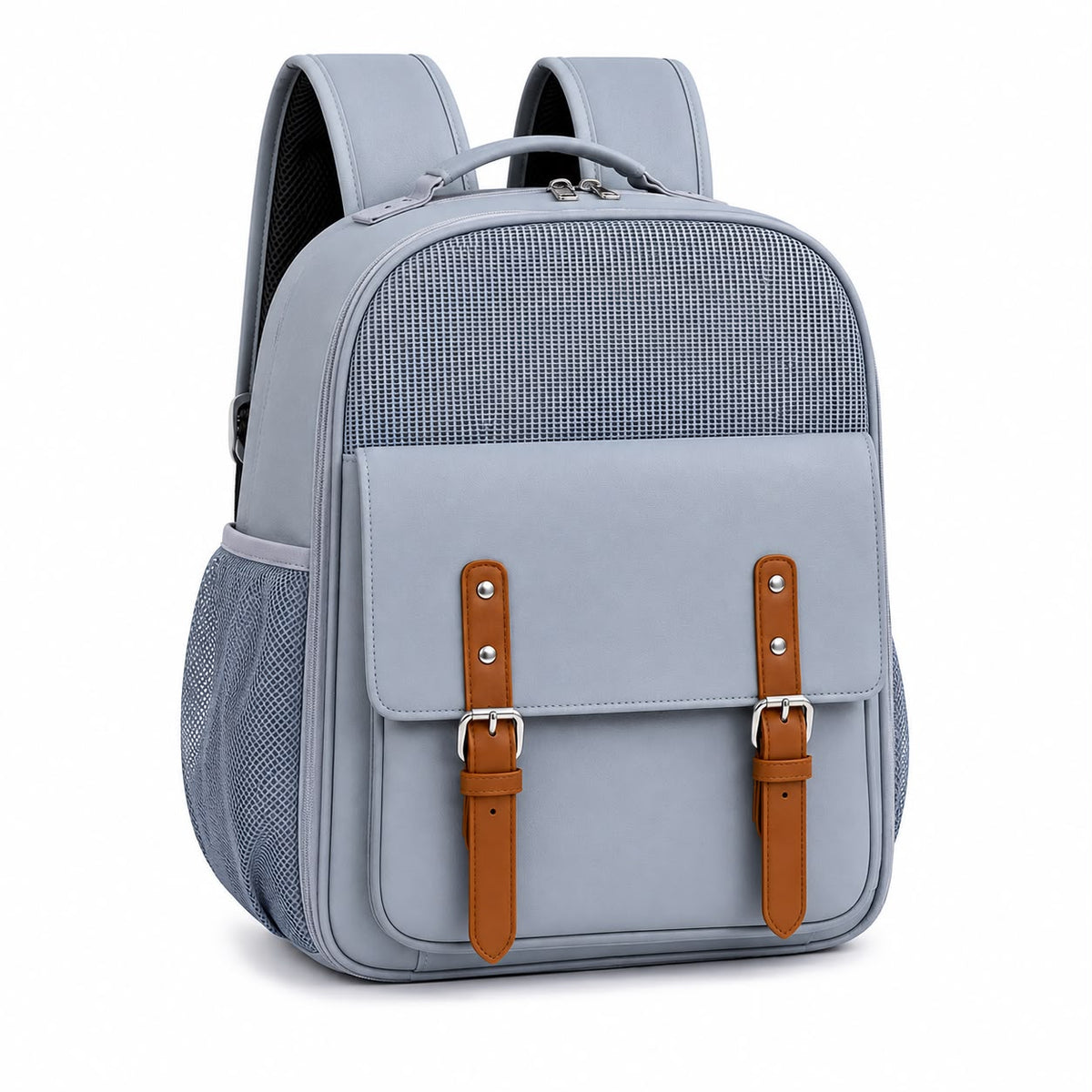 Classic Mesh Pet Carrier Backpack – Light Blue