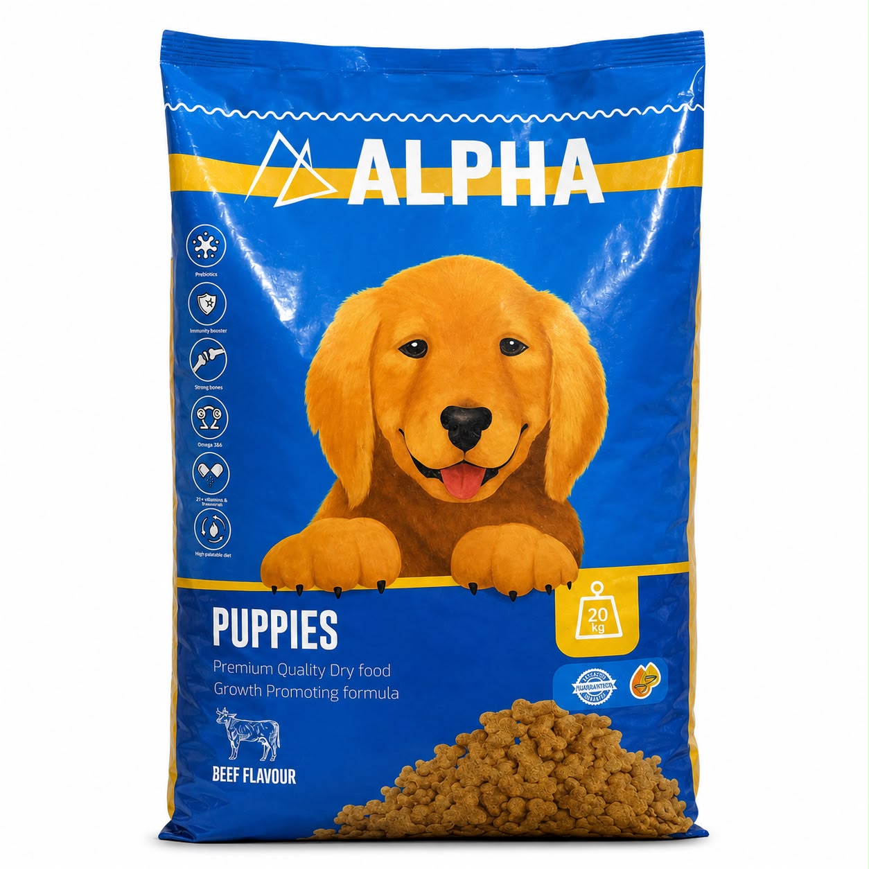 Alpha Premium Puppy Dry Food – Beef Flavour – 20kg