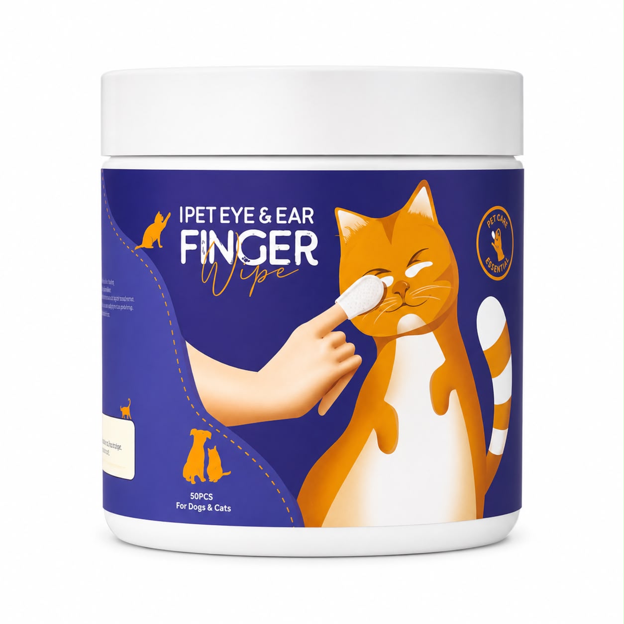 IPET Eye & Ear Finger Wipes for Dogs & Cats – 50 PCS