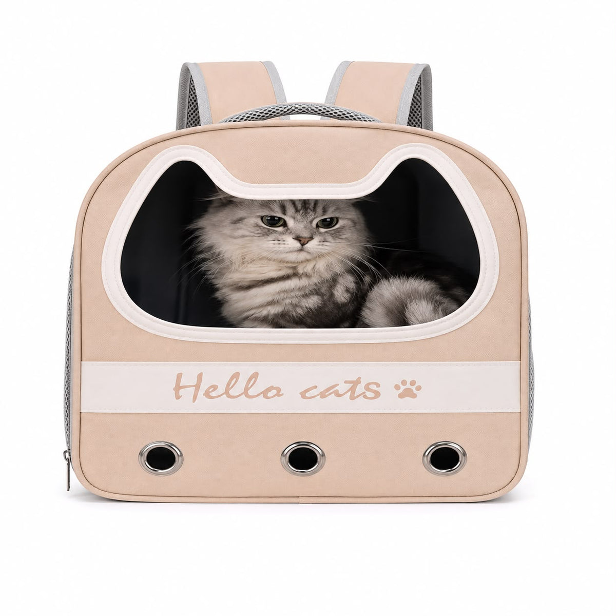 Hello Cats Pet Carrier Backpack – Beige