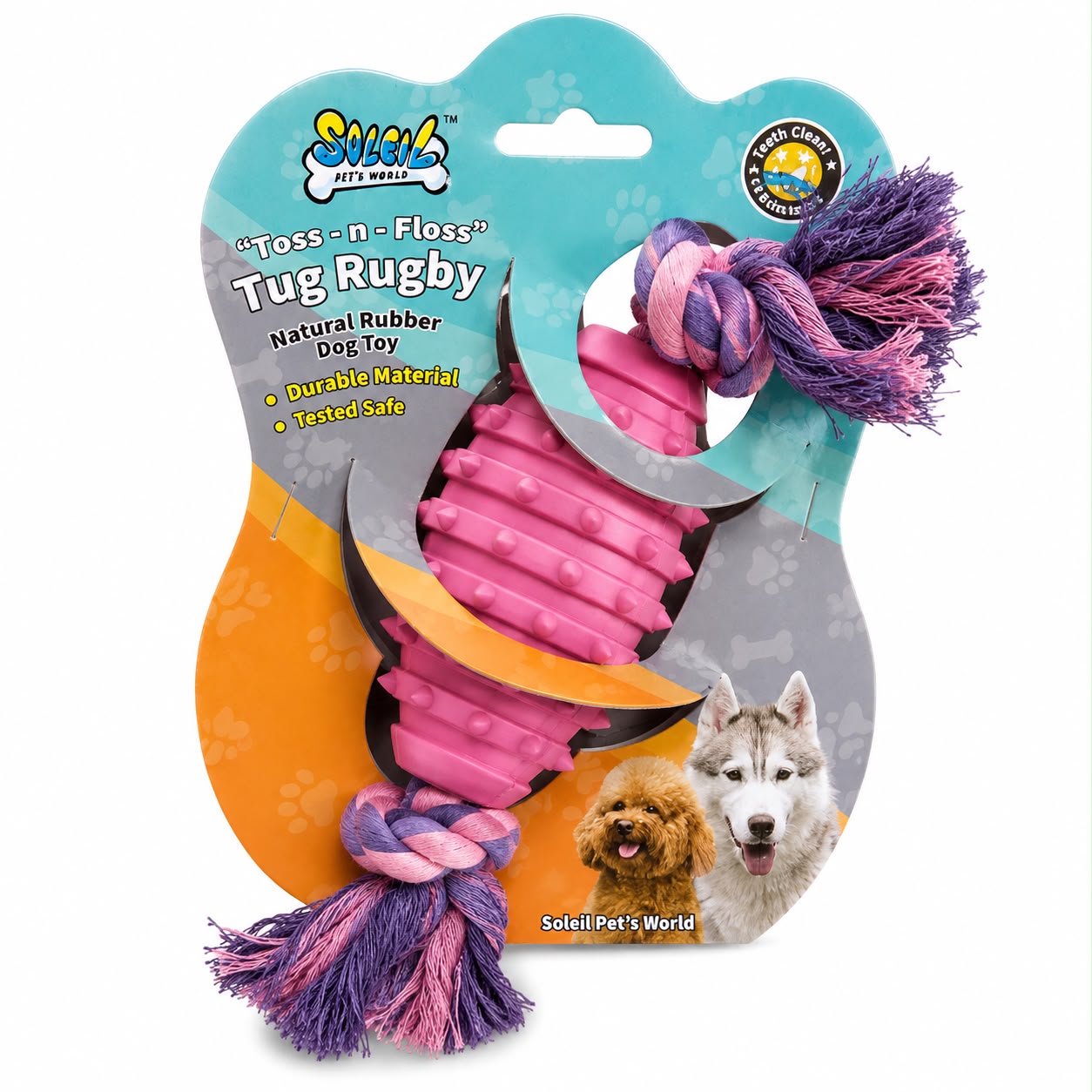Soleil Tug Rugby Rubber Rope Dog Toy – Interactive Chew & Tug Toy for Dogs