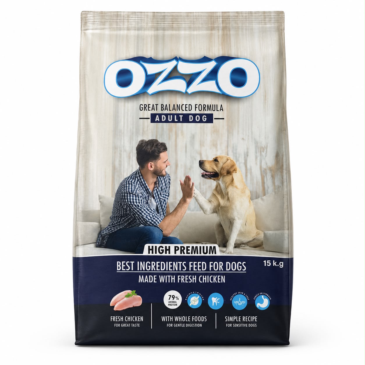 OZZO Adult Dog High Premium Dry Food – Fresh Chicken – 15kg