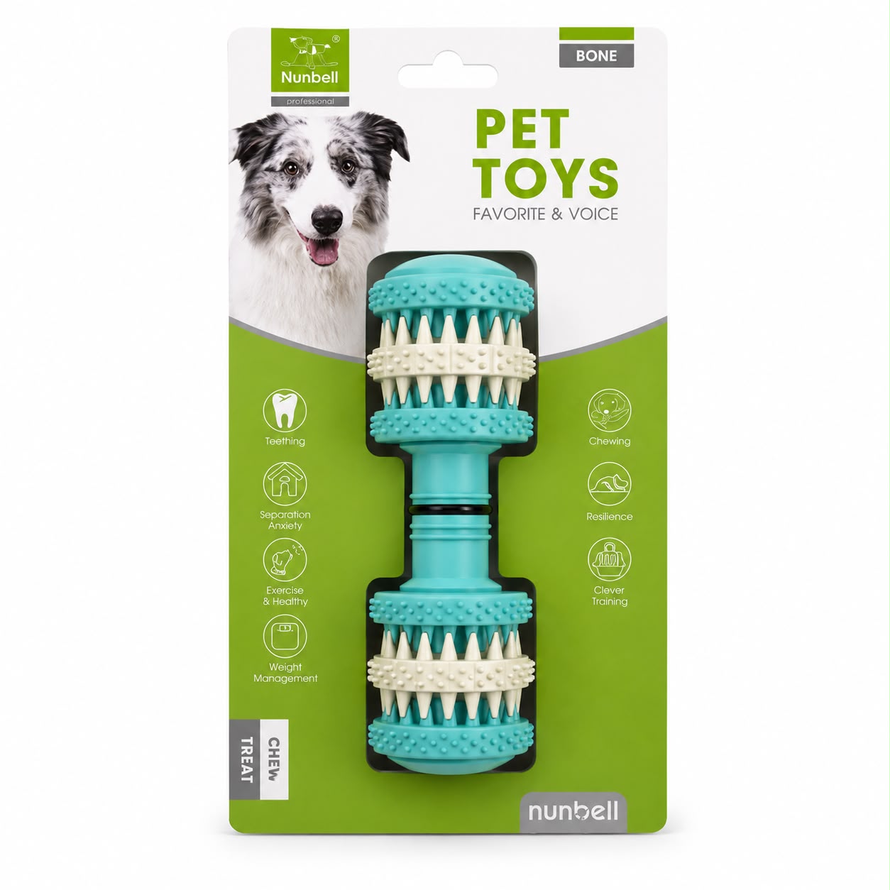 Dental Cleaning Dumbbell Chew Toy for Dogs – Interactive Rubber Teeth Cleaning Toy