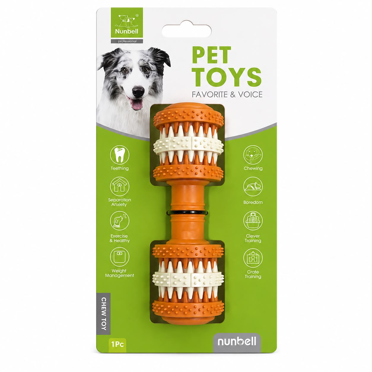 Dental Cleaning Dumbbell Chew Toy for Dogs – Interactive Rubber Teeth Cleaning Toy
