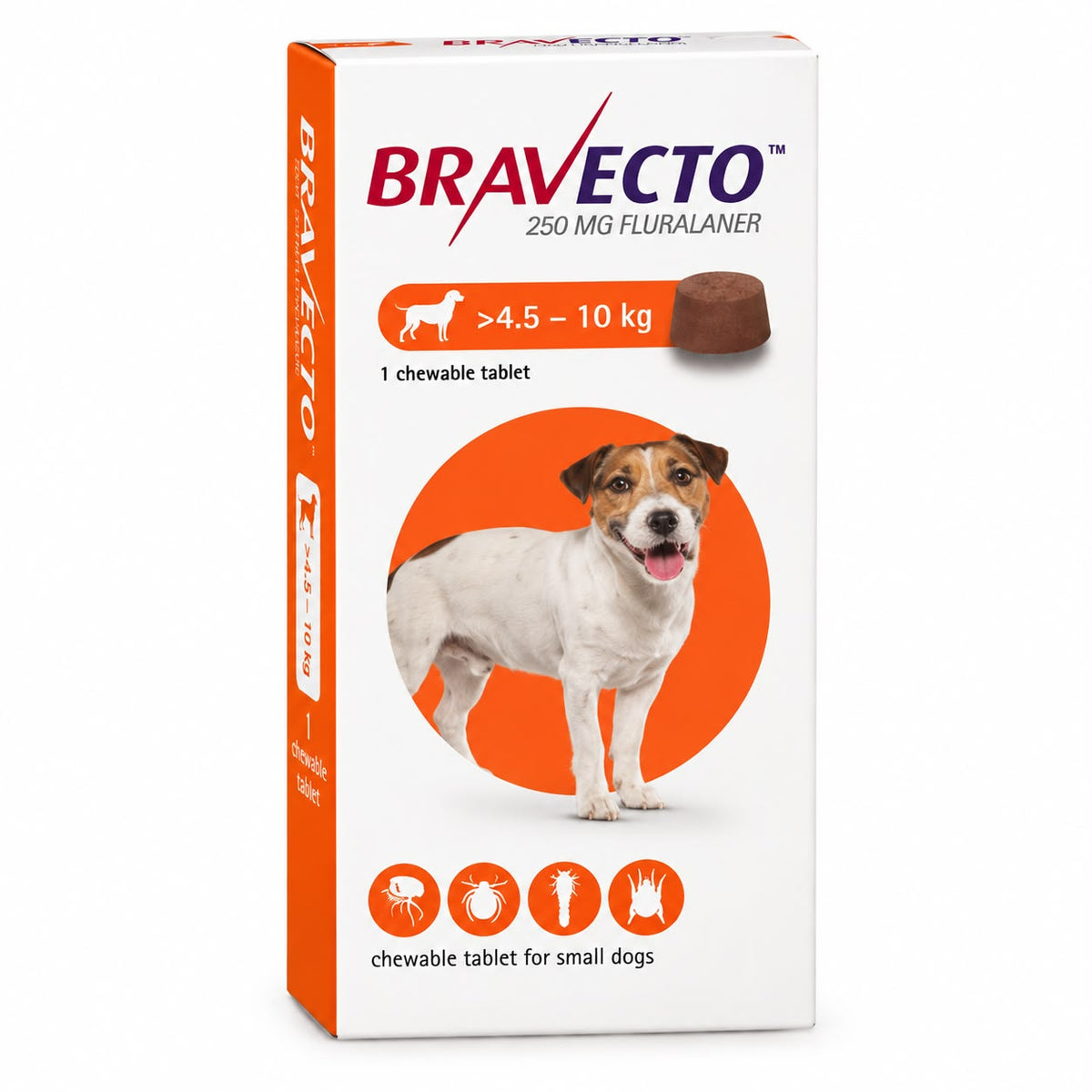 Bravecto Chewable Tablet for Small Dogs 4.5–10 kg – 250 mg Fluralaner