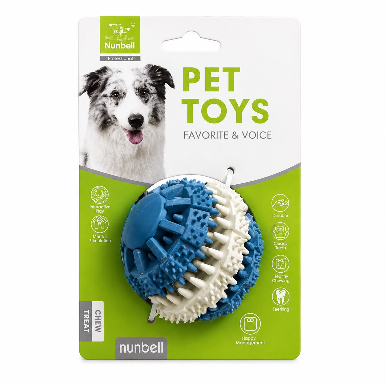 Nunbell Interactive Rubber Treat Ball Dog Toy – Chew, Dental Cleaning & Treat Dispensing