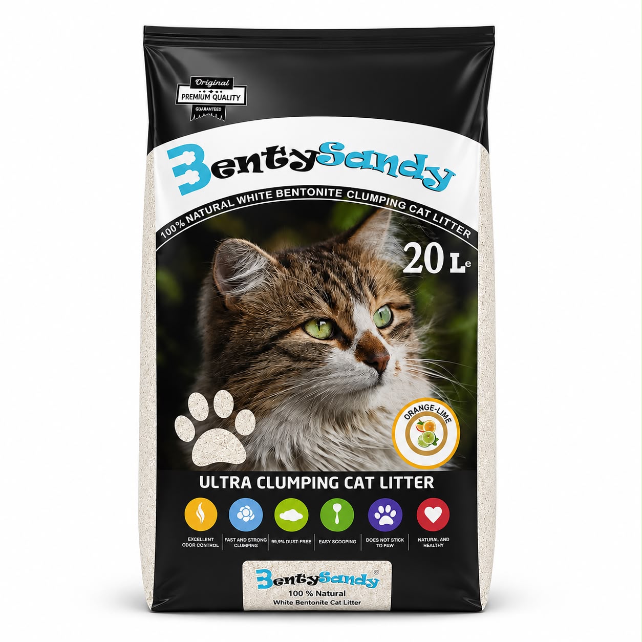 BentySandy Ultra Clumping Cat Litter – Orange Lime Scent – 20L